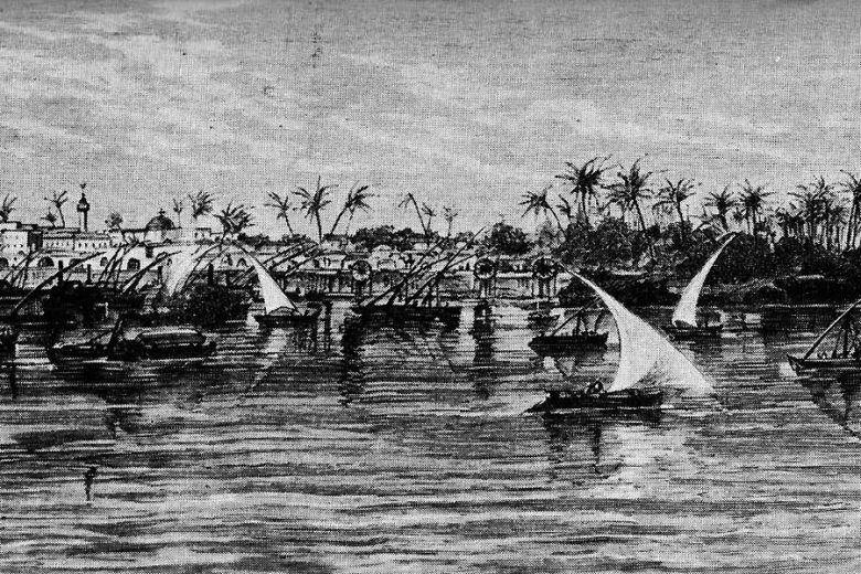 Khartoum war im 19. Jahrhundert wichtigste und größte Stadt des Sudan (Zeichnung, um 1880).