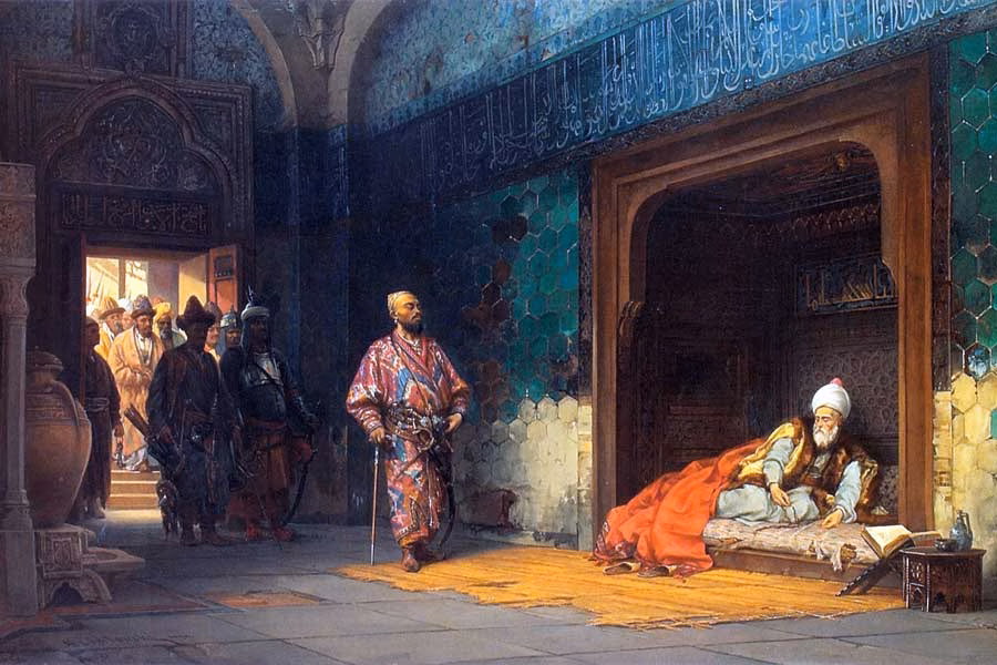 Der in der Schlacht bei Ankara 1402 geschlagene Sultan der Osmanen bliebt bis zu seinem Tode Gefangener des Siegers Timur.