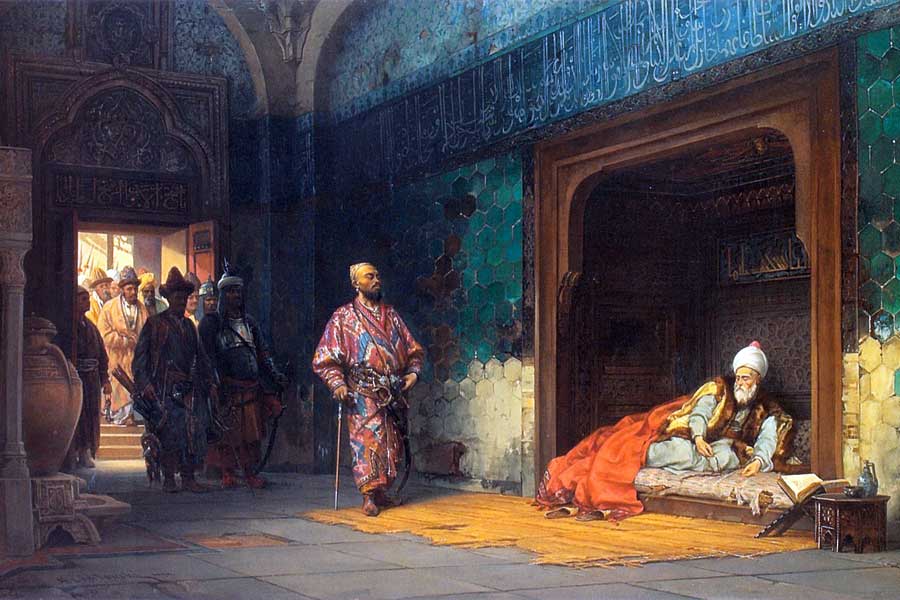 Der in der Schlacht bei Ankara 1402 geschlagene Sultan der Osmanen bliebt bis zu seinem Tode Gefangener des Siegers Timur.